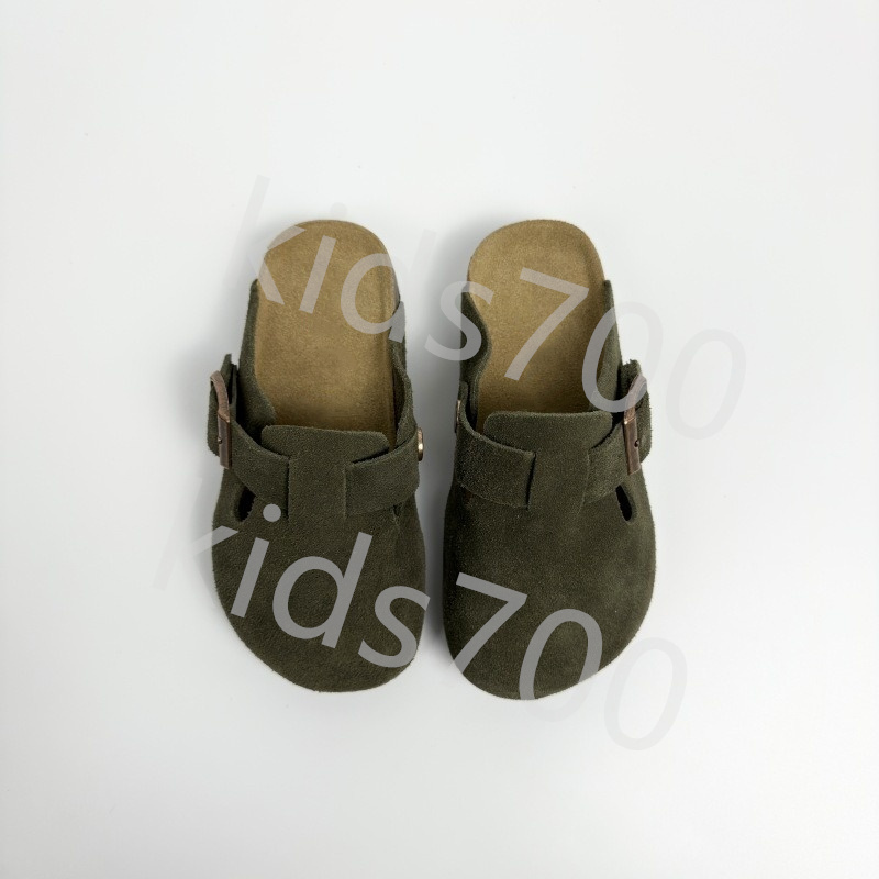 Kids Sandals Leather Crok Scrapes Flat Sole Slides Slippers Boys Girls Casual Outdoor Shoes Children Youth Clogs Sandal Kid Toddler Summer Non-slip Sl
