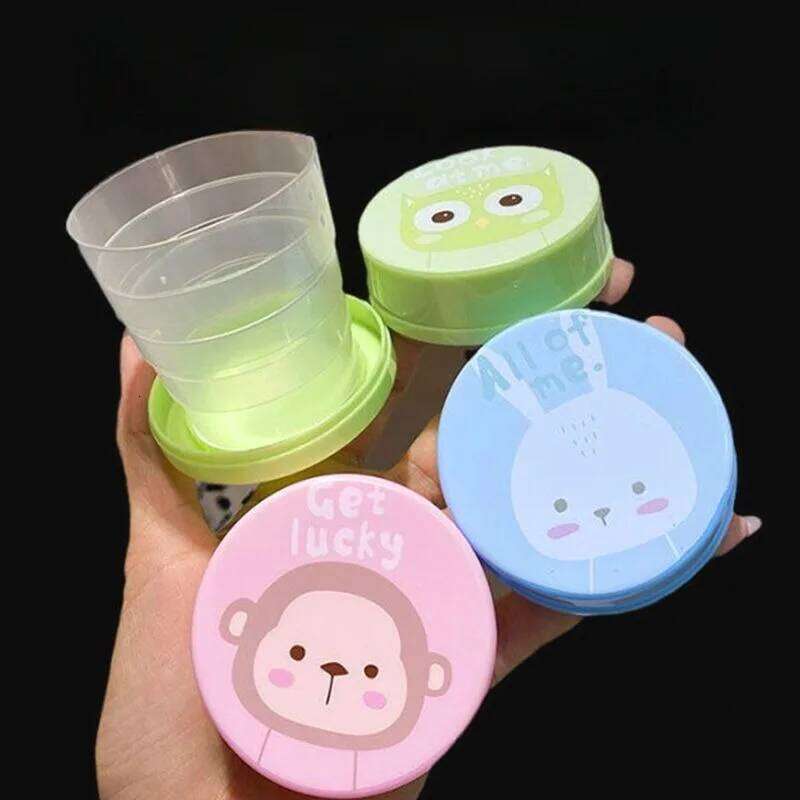 Portable Collapsible Water Cup Travel Outdoor Crion Cartoon Staing Convenient Handheld Creativity Scalable Cute Plastic Bottle S260303