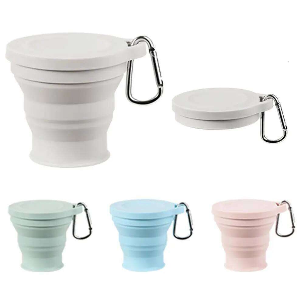 Outdoors Folding with Hanging Hole Creative Water Portable Washing Fashion Travel Silicone Cup Bowls S260303