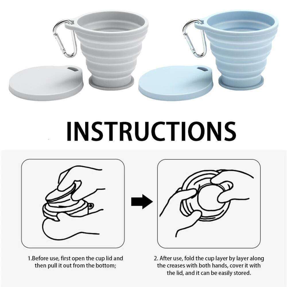 Foldable Portable Reusable Food-Grade Silicone Non BPA Water Cup Travel Hiking for Outdoor Activities S260303
