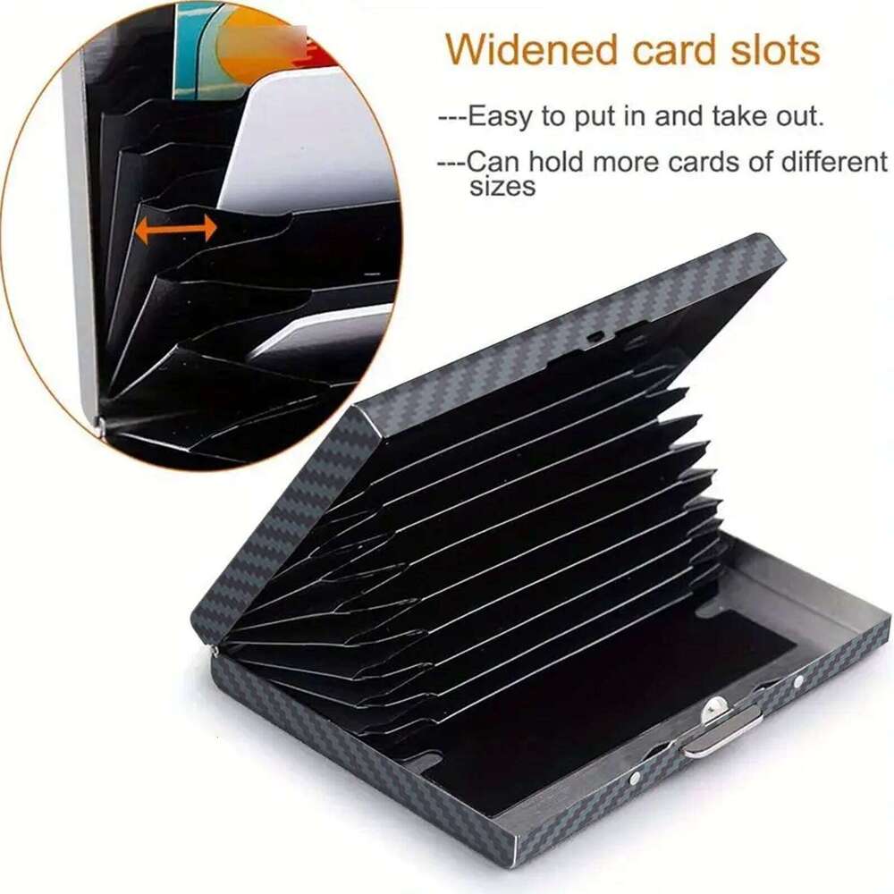 Carbon fiber Men RFID Blocking Aluminum Metal Slim Wallet Money Bag Anti-scan Credit Card Holder Thin Case Small Mal C260304