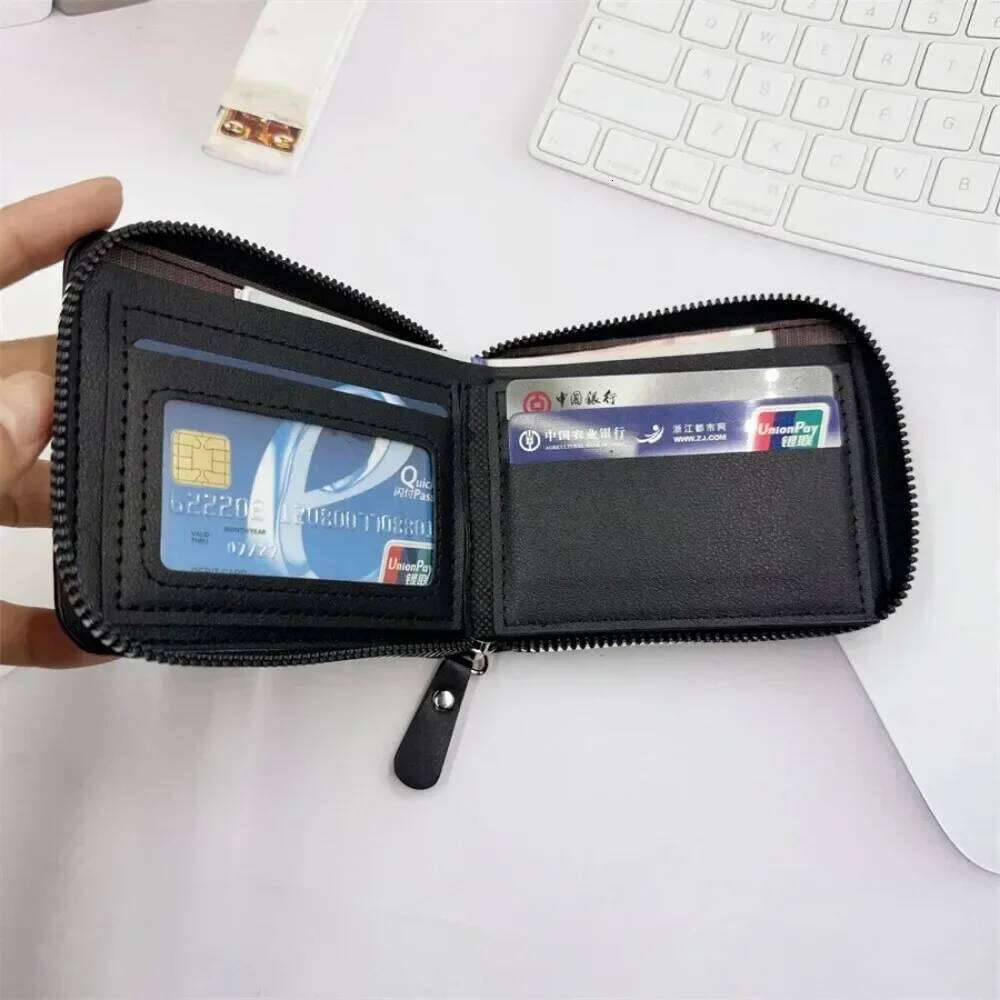 Leather Mens Wallet Luxury Mens Purse Male Zipper Card Holders with Coin Pocket Rfid Wallets Gifts for Men Money Bag C260304