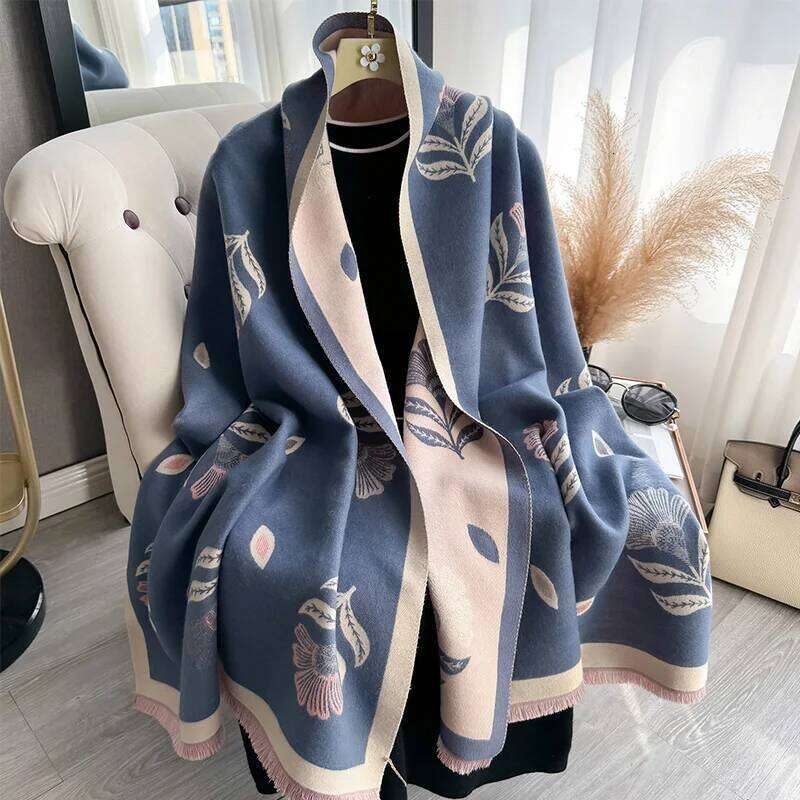New Women Fashion Brand Fallen leaves Scarf Luxury Autumn Winter Warm Shawls Print Scarve Pashmina Mujer Femme Foulard Bufanda XJ260304