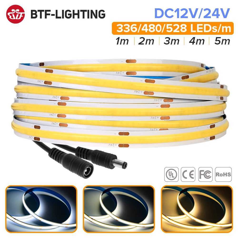 FCOB LED Strip Light 336 480 528 LED High Density Flexible FOB COB Led Light RA90 Warm Nature Cool White Linear Dimmable 12V 24V H260304