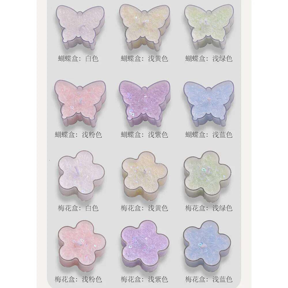 1Pc Ice Flower Butterfly Plum Blossoms Scented Candle, 6Scents 6Colors Candles for Home Fragrance Decoration Gift, Rose Bleu W260304