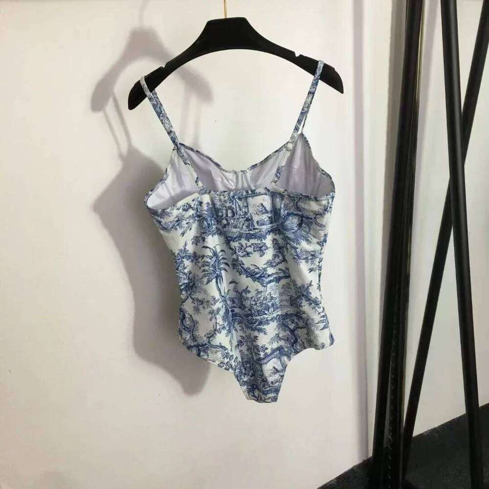 Luxury Women's Swimsuit Classic Blue Forest Print Strapless Swimwear Fashion Design Sexy Beach Bikini Skirt Sets Y260303