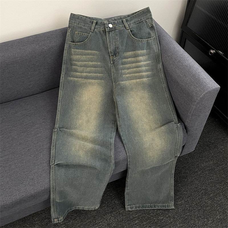 Petite American-style High Street Hot Girl Jeans Autumn Vintage Loose Slimming High-waisted Designer Pants Straight Wide-leg Floor-length Pants