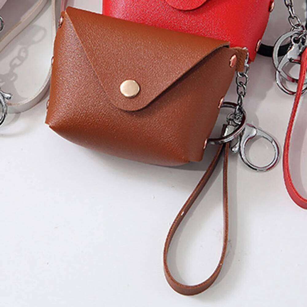 Keychain Women with Zipper Coin Purse PU Leather Trendy Wristlet Small Wallet for Shopping Travel C260304