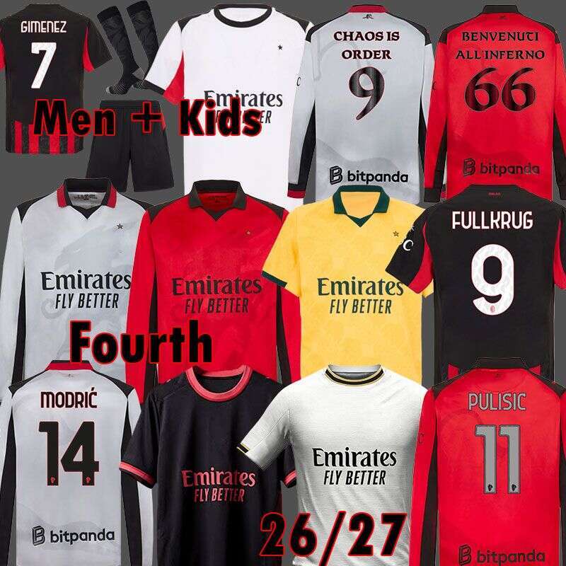 2025 2026 AC MilLAn Soccer Jerseys Maglia MODRIC Home Away Third THEO PULISIC ROMAGNOLI RAFA LEAO JOAO FELIX GIMENEZ Fan Player Men Kids Football shirts uniform