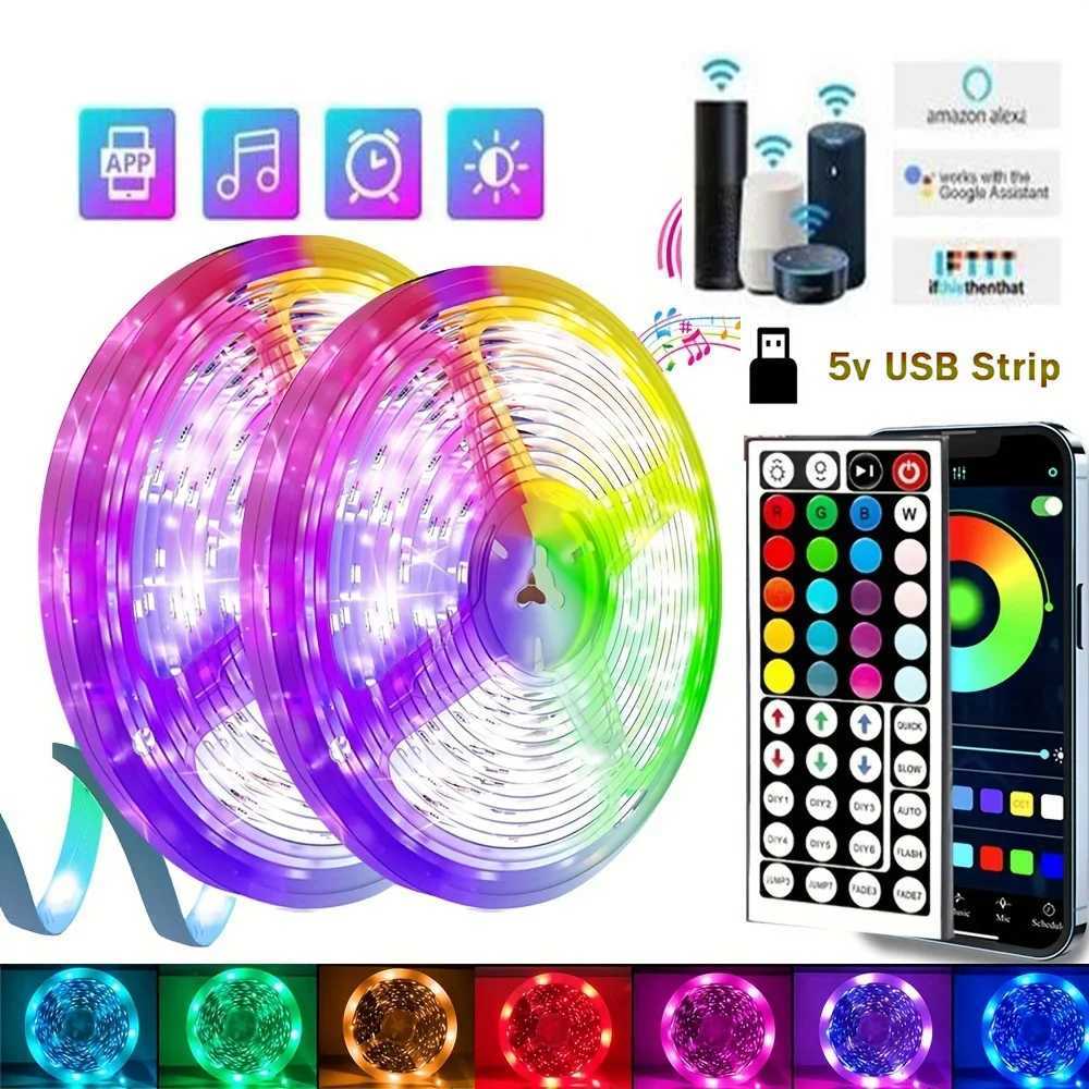 LED Strip Light RGB 1-30M 5050 15/LED USB Bluetooh Flexible Lamp Tape With Remote Control For TV Backlight Home Party Decoration H260304