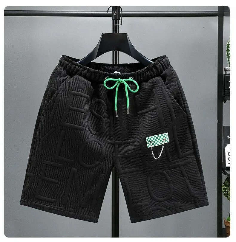 Men's Shorts Letters Fashion Knitted Men Comfortable Elastic Waist Clothing Male Breathable Short Trousers Daily CommuteMen's Clothing