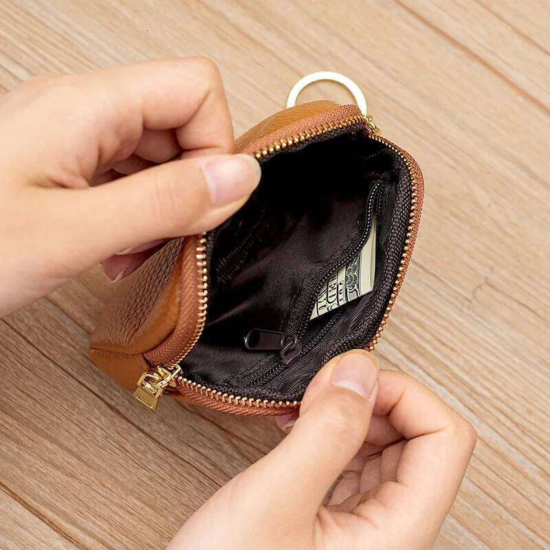 Multi - Color PU Leather Mini Zipper Coin Purse with Keychain Portable Small Wallet C260304