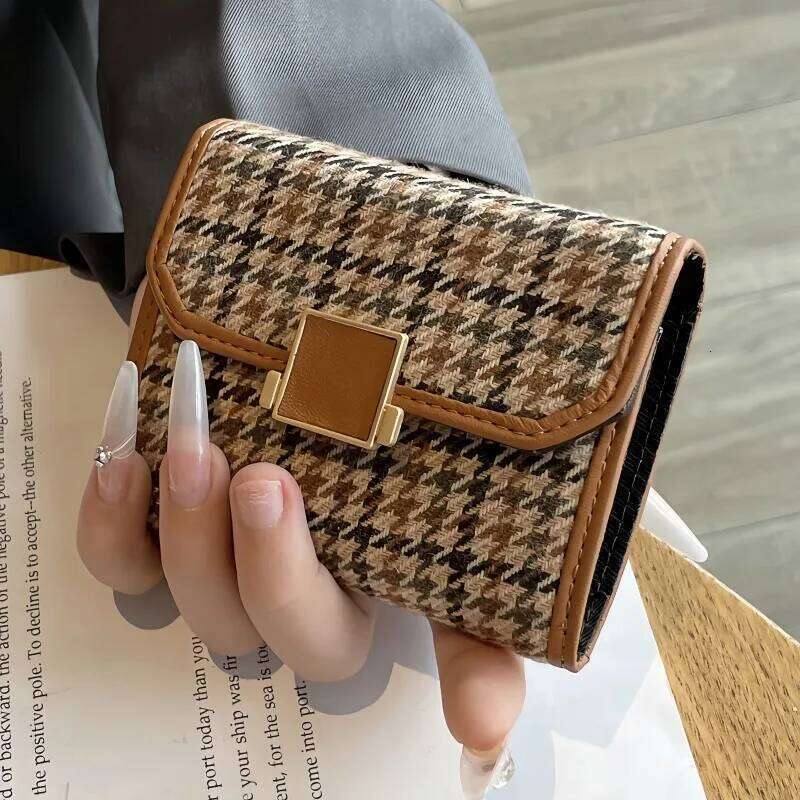 1pcs/set Women's Canvas Holder Short Foldable Mini Purse Organizer Lightweight Everyday Use Card Wallet C260304