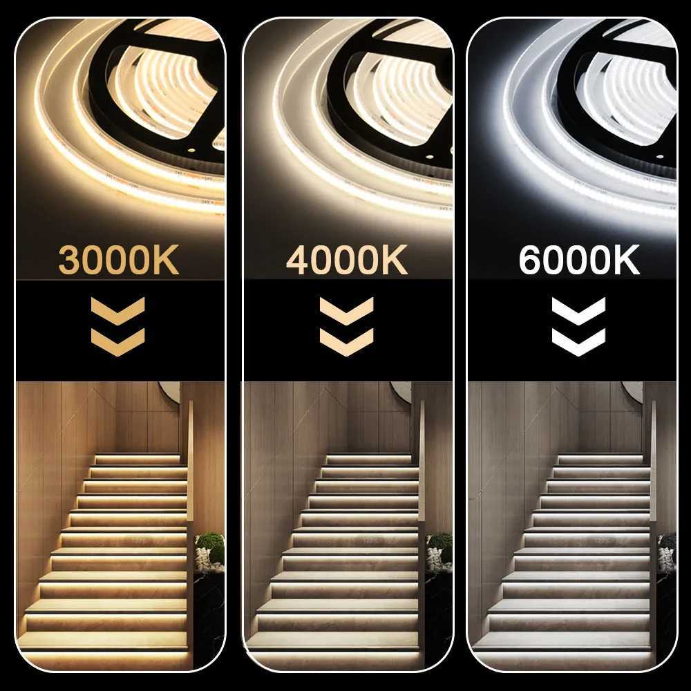 12V 24V COB LED Strip Light IP68 IP67 Waterproof Flexible Led Lamp 320LED 5m 10m 15m 05m 1m High Density Bright Liner Lighting H260304