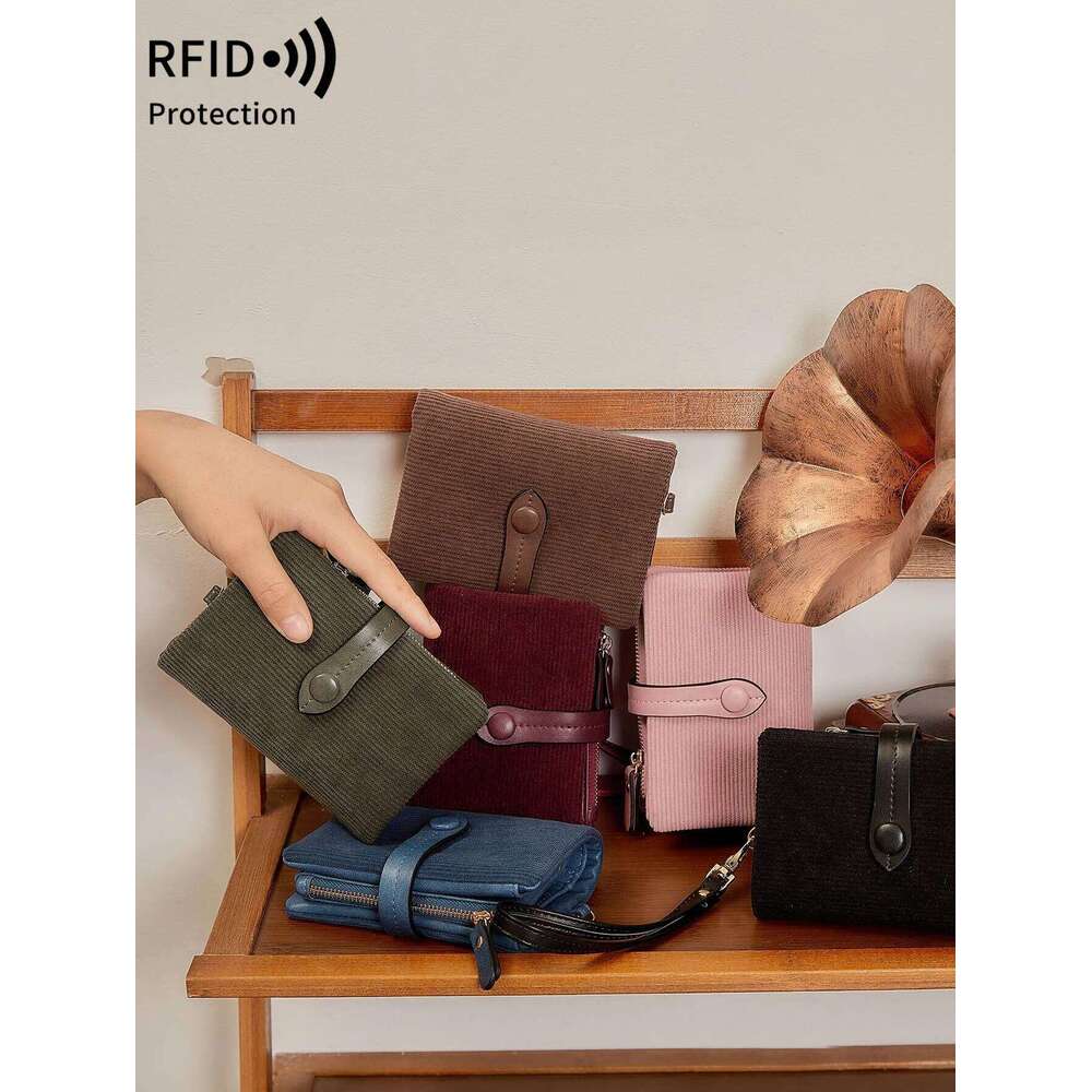 MIYIN Small Bifold Leather Wallet RFID Blocking Women's Wristlet with Card Holder ID Window Coin Purse Zipper Clutch C260304