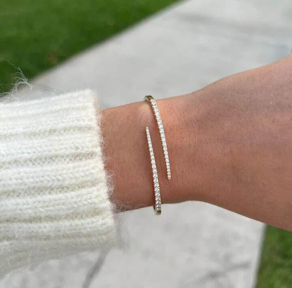 2026 New Fashion Open Adjusted Bangle Bracelet Micro Pave Bling 5A Cubic Zirconia For Women Jewelry