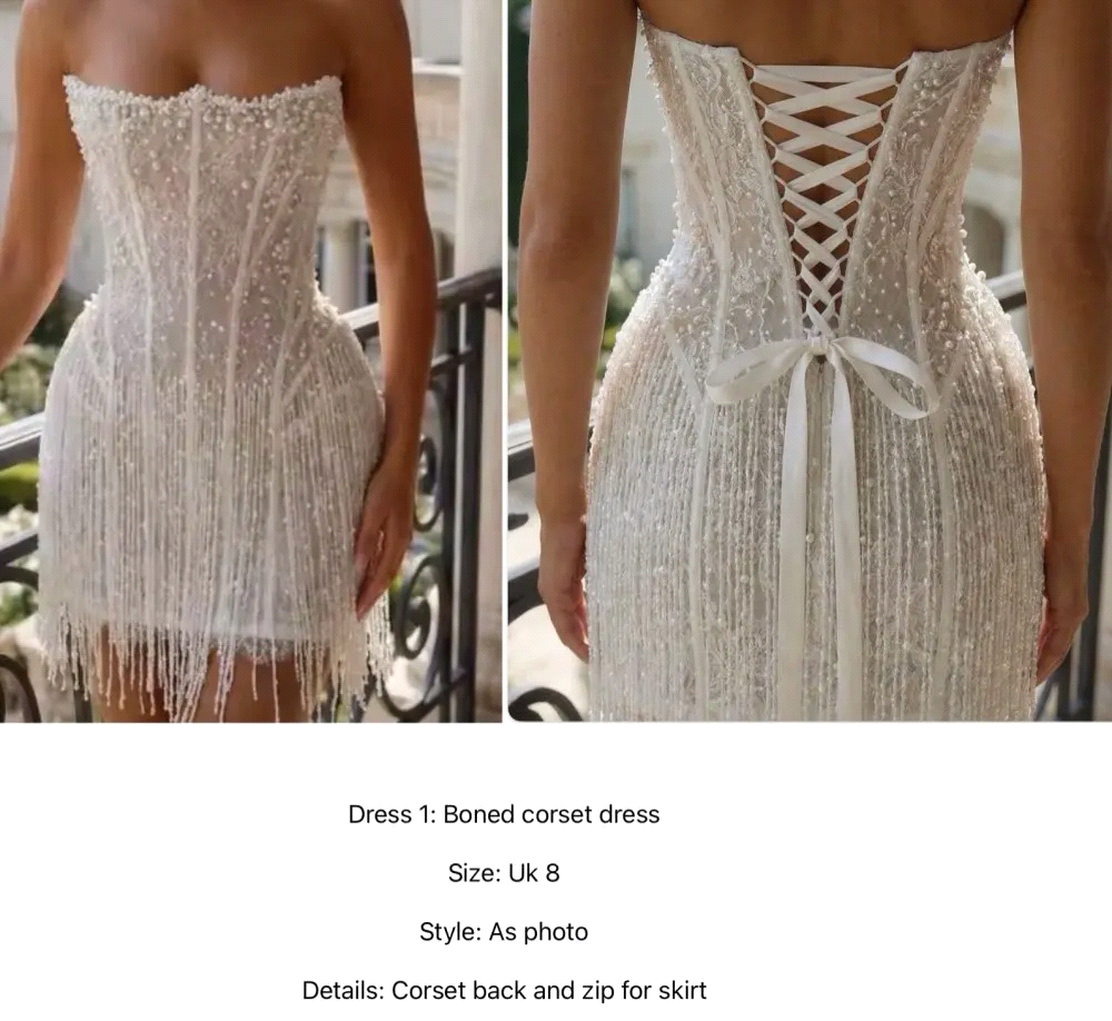 Exquisite Ivory Pearls Tassel Short Cocktail Dresses Strapless Lace-up Back vestidos de noiva Mini After Party Gowns Prom Dress M04BC19143 - view 5