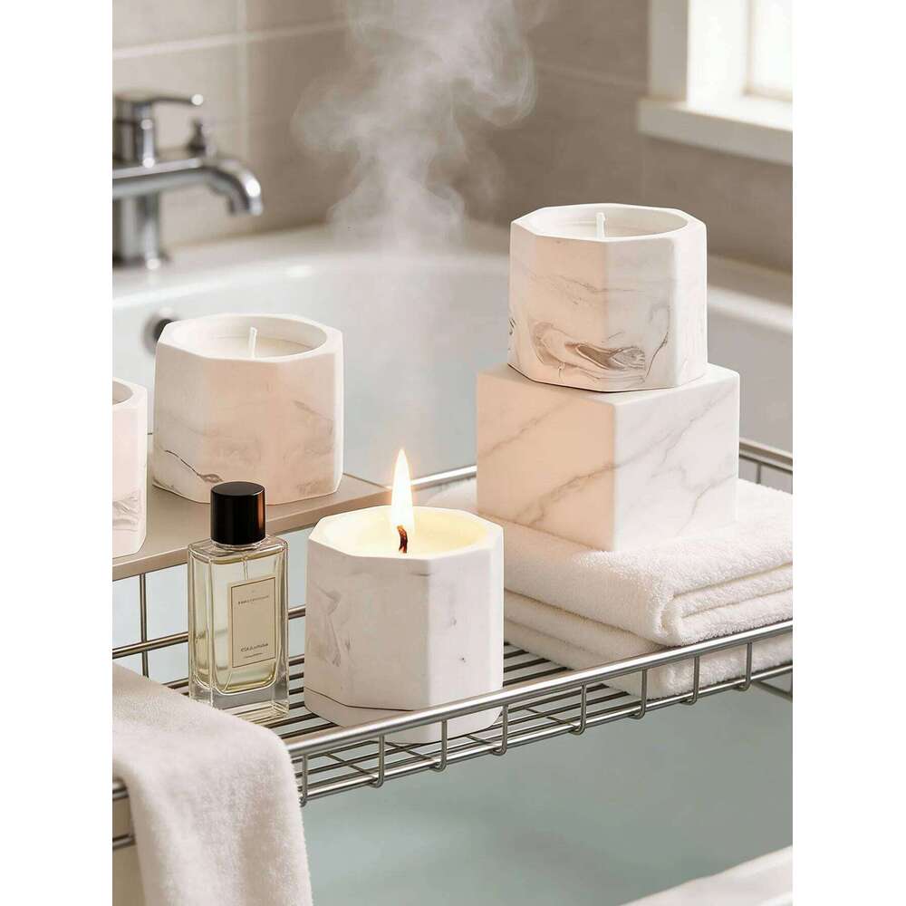 Ink stone plaster cup candle aromatherapy creative gift for a cosy bedroom home with long-lasting essential oil fragrance W260304