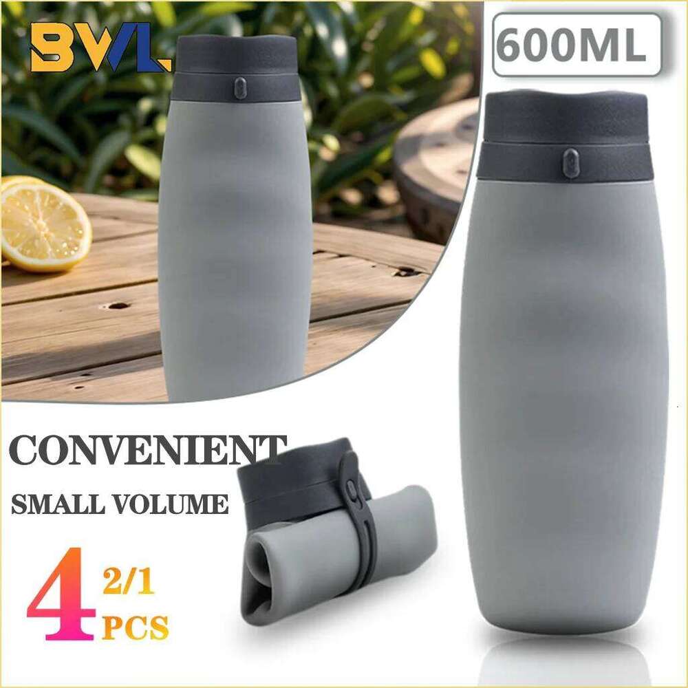 1-4pcs Silicone Bottles High Temperature Resistant Portable Creative Travel Folding Water Cup Camp Fitness Sports Kettle S260303