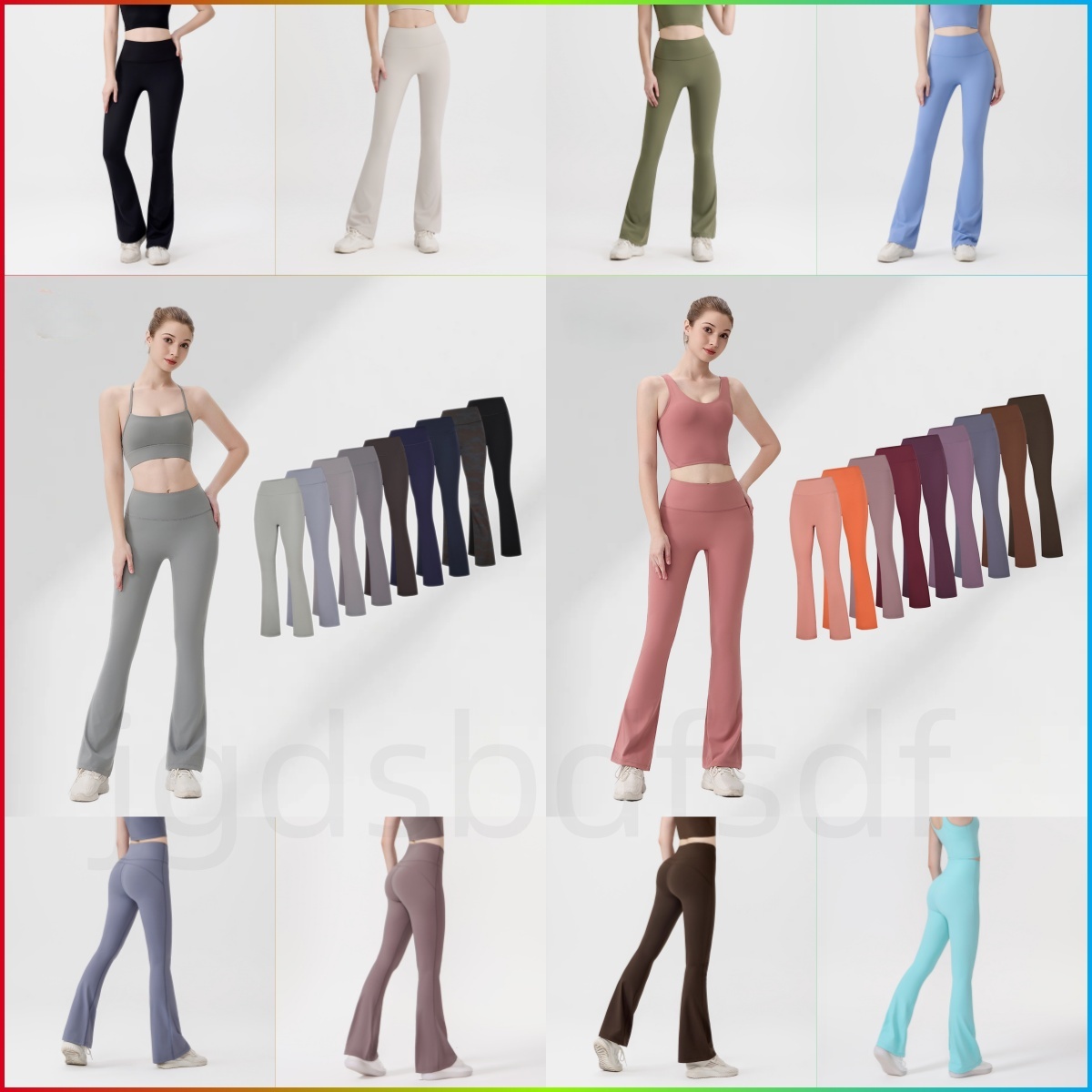 Womens Yoga Flared Pants High Waist Long Leggings Ladies Slim Fit Belly Bell-bottom Trousers Shows Legs Yoga Fitness Trousers