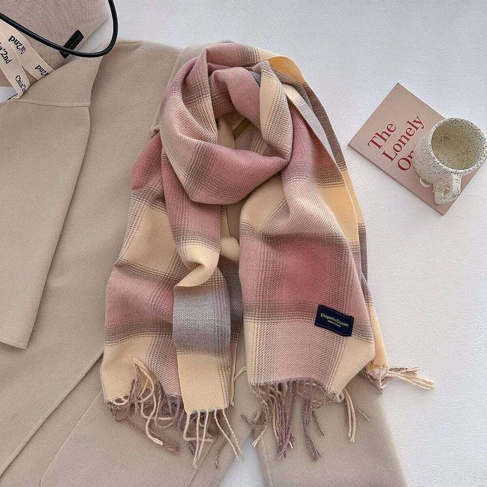50*210CM Thickened Warm Scarf Women Long Tassel Color Pashmina Shawl Faux Cashmere Warps Autumn Winter Blanket For Wen XJ260304