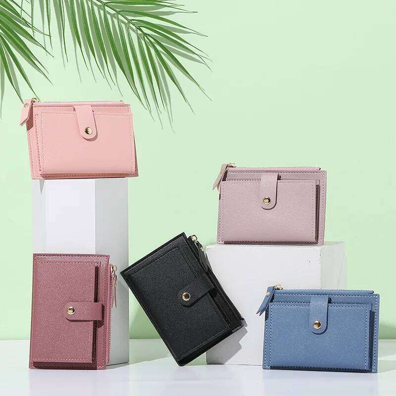 Minimalist and fashionable short bag, ultra-thin mini PU leather zero wallet, women's credit card holder wallet C260304