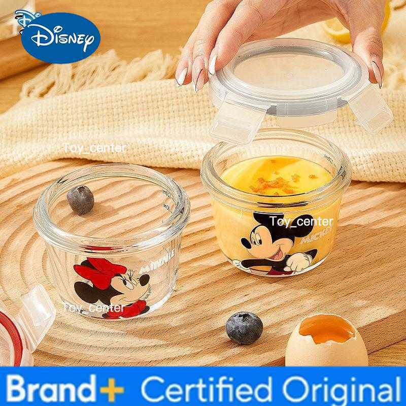 Disney Mickey Minnie household fresh bowl glass lunch box portable cartoon lunch fruit rice vegetables lunch box sealed box H260304