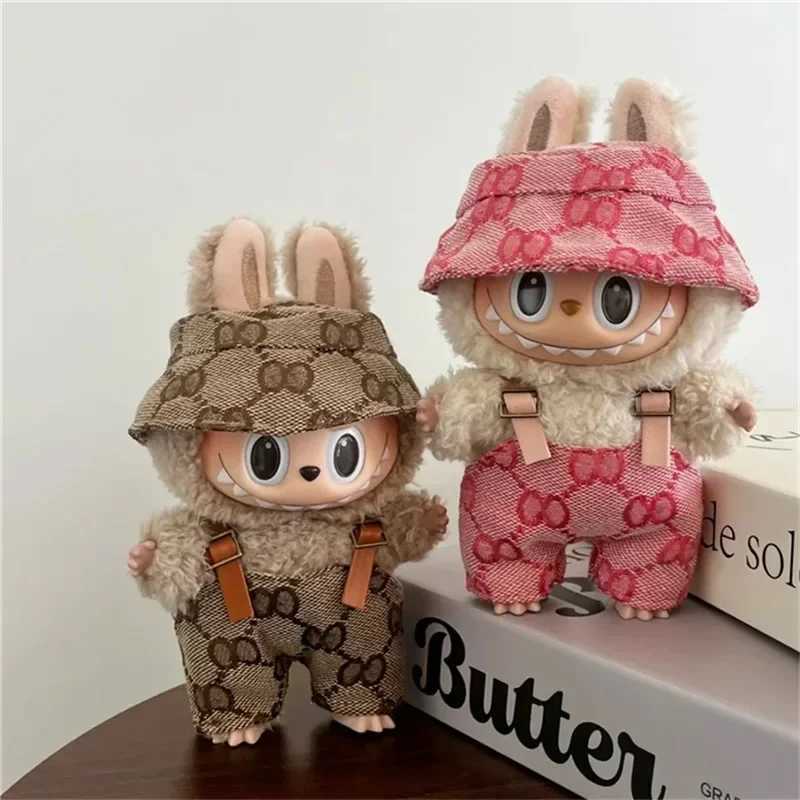 15/17cm Labubu II Monogram Overalls & Hat Set, Luxury Printed Doll Outfit for DIY & Party GiftsT260304