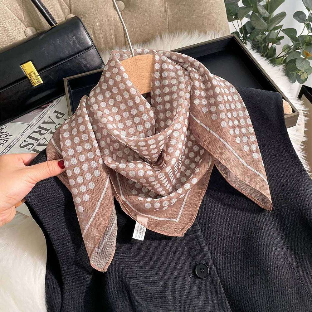 70cm Square Versatile Neck Scarf For Dress Up Your Look, Spring/Summer Women's Soft Stain Bandannas Hijab Neckerchief XJ260304