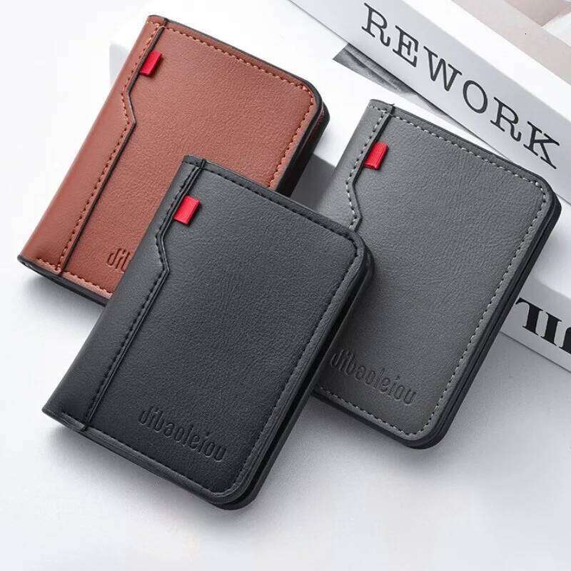 2025 New Men's Retro Style Slim Mini Vertical PU Leather Wallet for Men Ultra Thin Compact Card Holder Cash Pocket Portable C260304