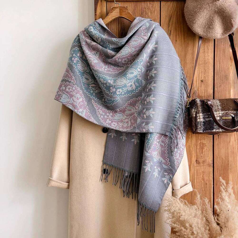 Luxury Bohemian Pashmina Scarf for Ladies Spring Summer Jacquard Flower Pattern Designer Muslim Hijab Shawl XJ260304