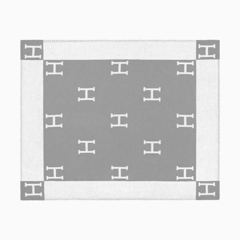 H Letter Cashmere Blend Blanket, Soft Warm for Car, Home Nap, and Air TravelT260304