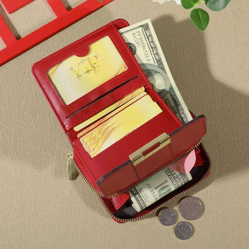 Women's Short Style New Korean Edition Simple and Fashionable Zero Wallet Buckle Zipper Multi Card Bag Small Squ C260304