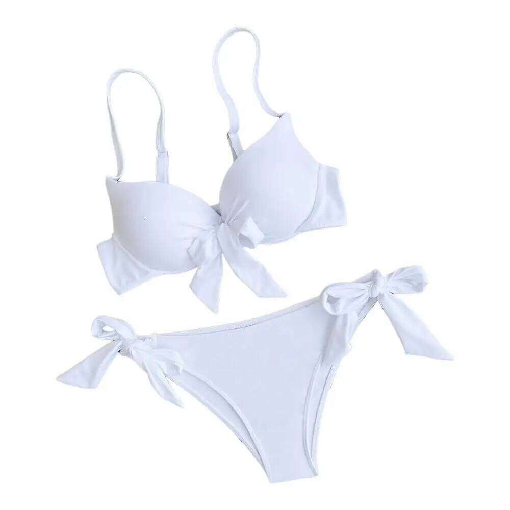 Strappy Beachwear Removable Breast Pads Swimsuit Stylish Women's Bikini Set with Padded Sling High Waist Swim Briefs for Summer Y260303