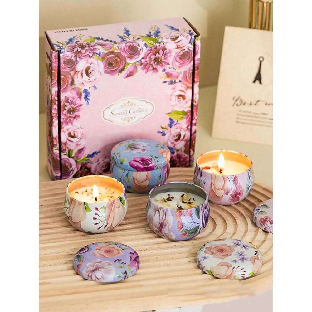4 cans/set of hot melt wax aromatherapy set, homemade soy candle cups, flower candles for weddings and holiday decorations W260304