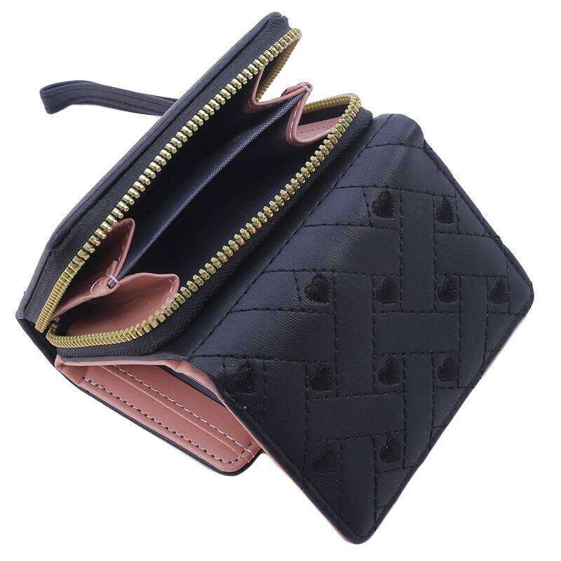 Women's Wallet Tri Fold Card Bag PU Multi Objects Pocket Short Fashion Embroidered Love Pattern Korean Minimalist New 2023 C260304