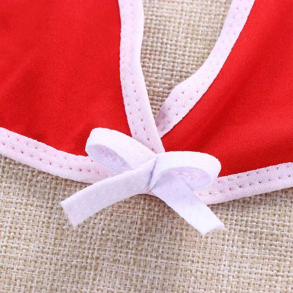 Sexy Beach Cosplay Biquini Halter Neck Strap Solid Color Swimwear Bikini Sets Swimsuit Bathing Suit Y260303