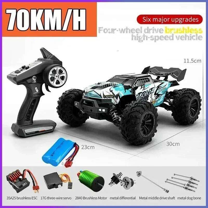 4x4 Off Road Quad RC Car 4WD 1:16 - 80KM/H Super Brushless 50KM/H Brushed, High Speed Drift Racing Truck Toy for Kids Adults Z260303