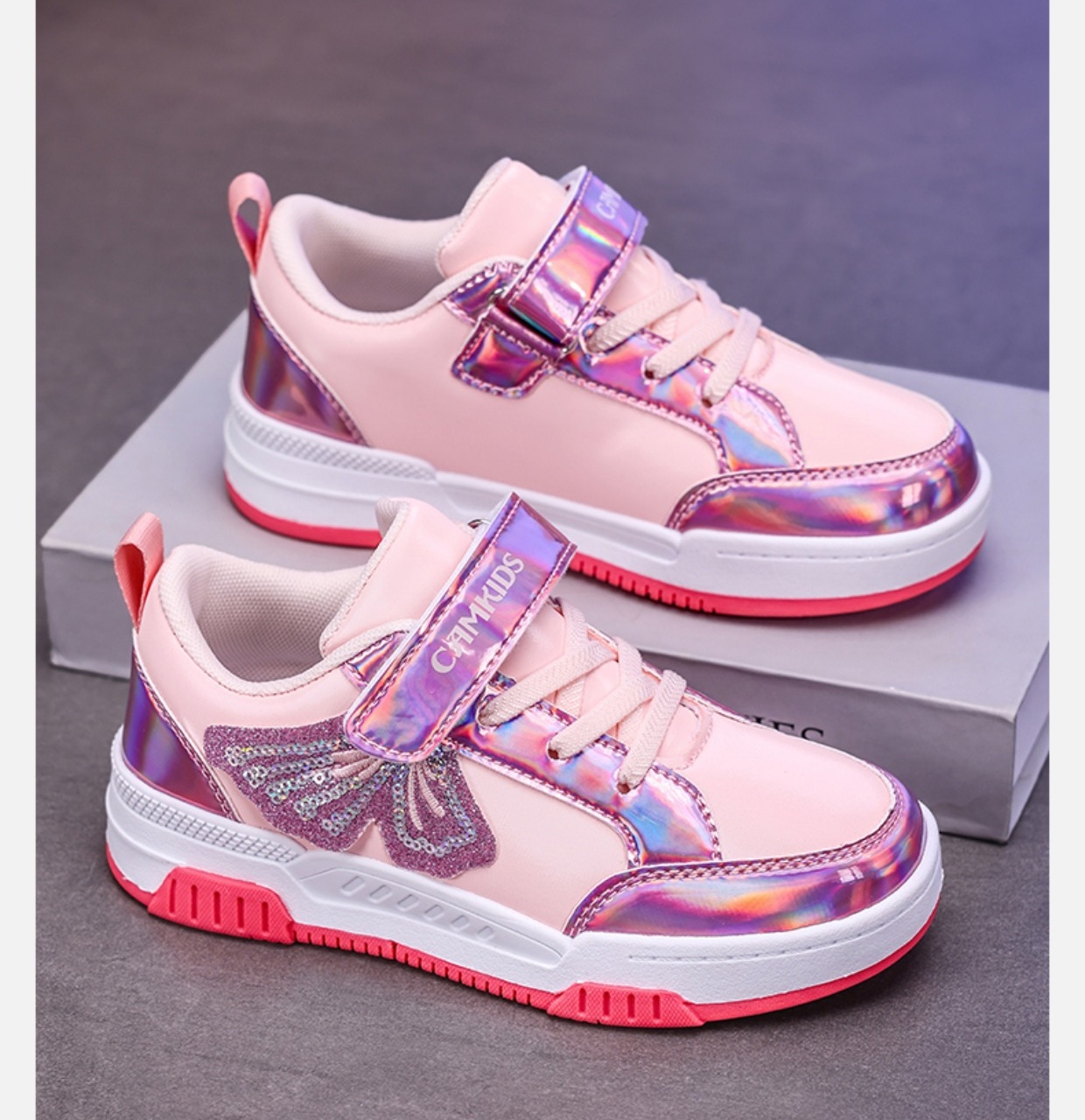 Free shipping Children's fashionable sports shoes, girls' sports shoes, fashionable leather-faced spring-autumn style children's casual