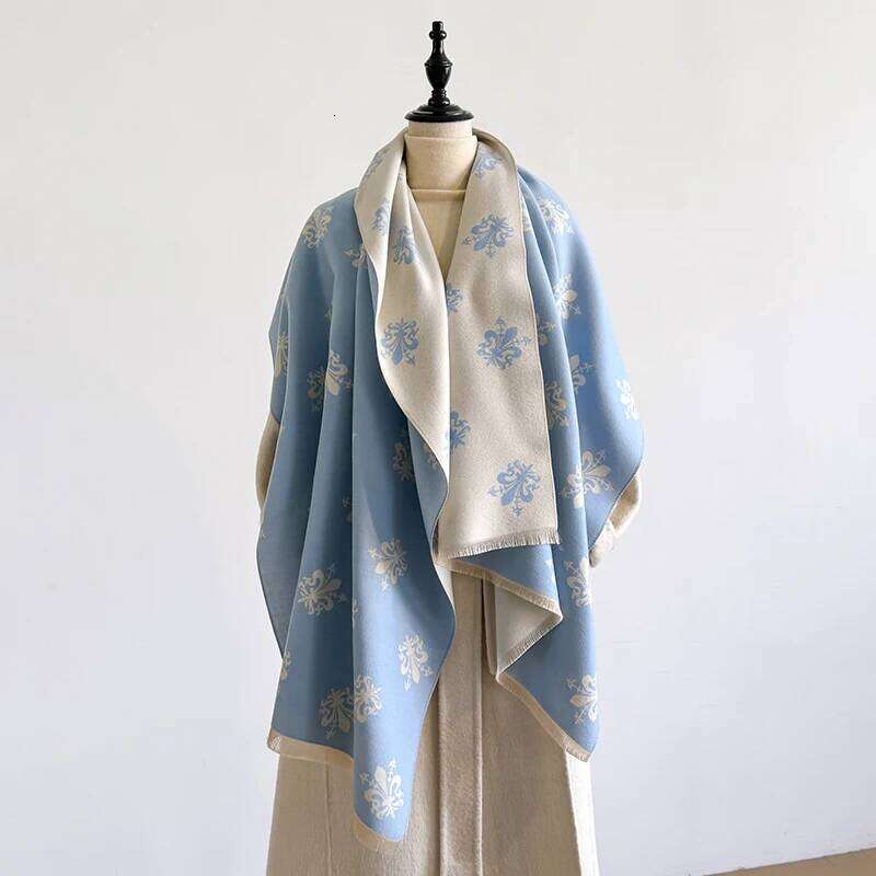 Women's Winter Luxury Thick Warm Pashmina Wrap Imitation Cashmere Scarf with Star Jacquard Design for Casual Wear XJ260304