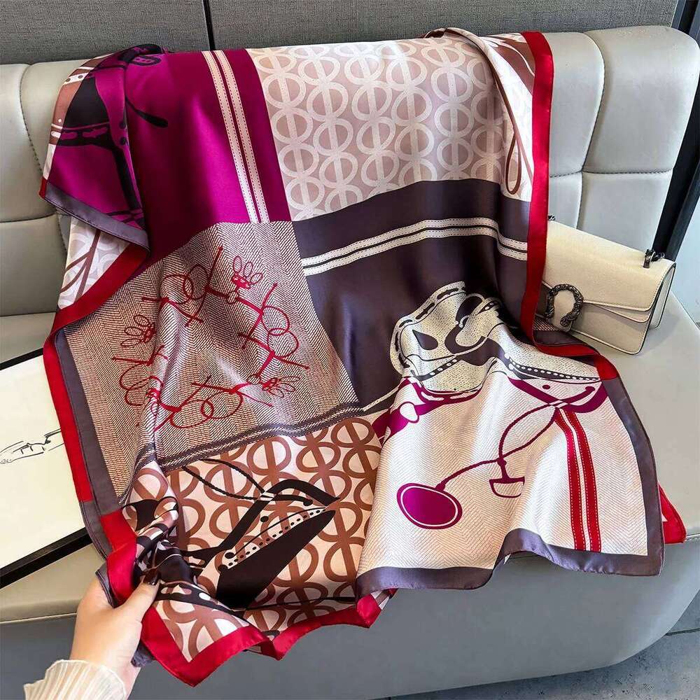 Luxury Long Women Fashion Shawl Warps For Travel Beach Ladies Hijab Elegant Neckerchief Soft Stain Faux Silk Scarf XJ260304