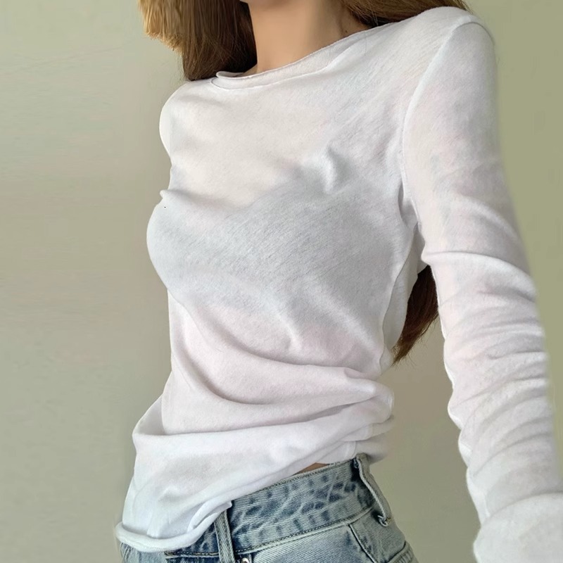 Lightweight Sun-protective Blouse For Women Designer Shirt With Rolled Edges Semi-transparent Sexy Hot Girl Style Long Sleeved T-shirt Designer Hoodie Polo Shirt