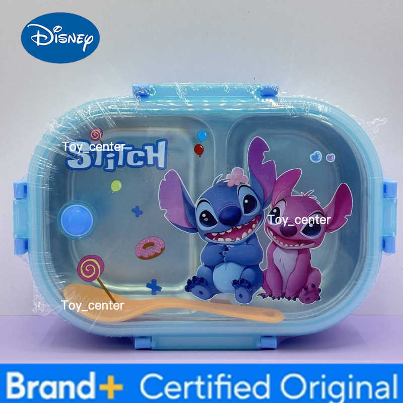 Disney Stitch Lunch Box with Spoon Cartoon Stainless Steel Bento Boxes Student Portable Food Container School Outdoor Picnic Box H260304