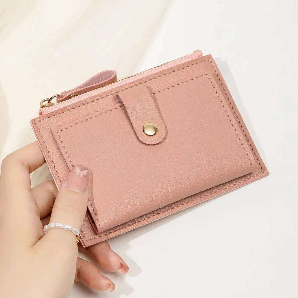 Minimalist and fashionable short bag, ultra-thin mini PU leather zero wallet, women's credit card holder wallet C260304