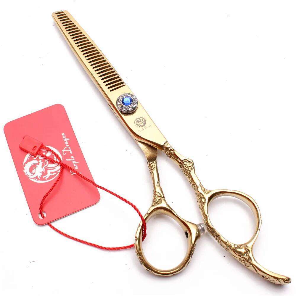 9002# 5.5" 16cm 440C Purple Dragon Gold Haircut Cutting Shears Thinning Professional Hair Scissors Plum Handle H260303