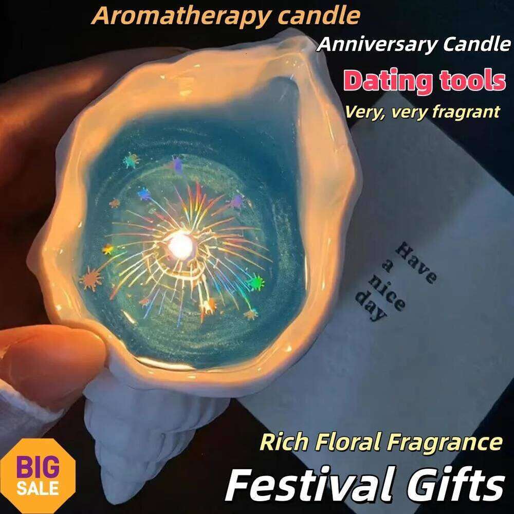New Essential Oil Scented Candles,Conch Blue Ocean,Rich Floral Fragrance,Anniversary Candle Room Rich Of Aroma,Festival Gifts W260304