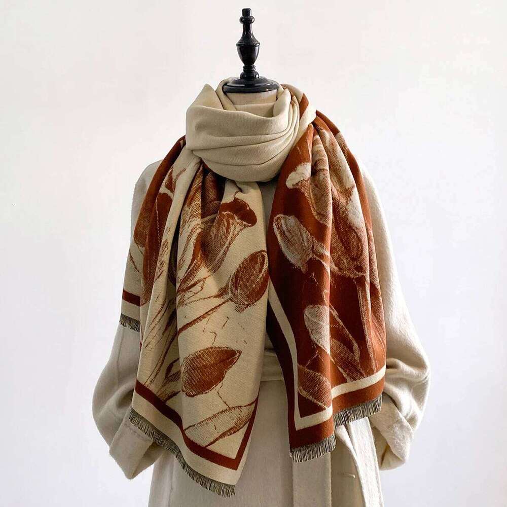 New Luxury Design Winter Two-Sided Cashmere Jacquard Scarves High Quality Women Thicken Wrap Shawl Ladies Brand Pashmina Scarf XJ260304