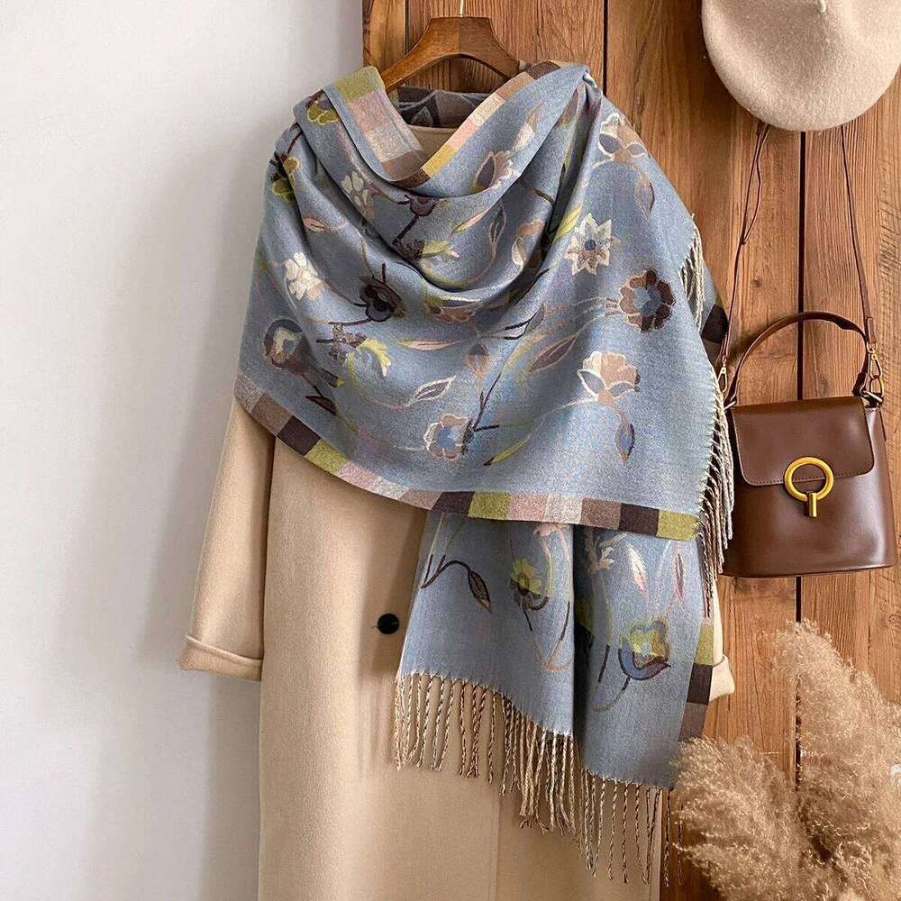 New Brand National Style Print Scarf Soft Warm Long Tassel Pashmina Shawl Autumn and Winter Outdoor Coldproof Windproof Blanket XJ260304
