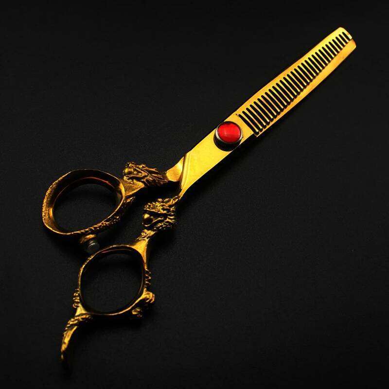 Professional Japan 440c 6 '' gold dragon hair cutting haircut thinning barber haircutting shears Hairdresser scissors H260303