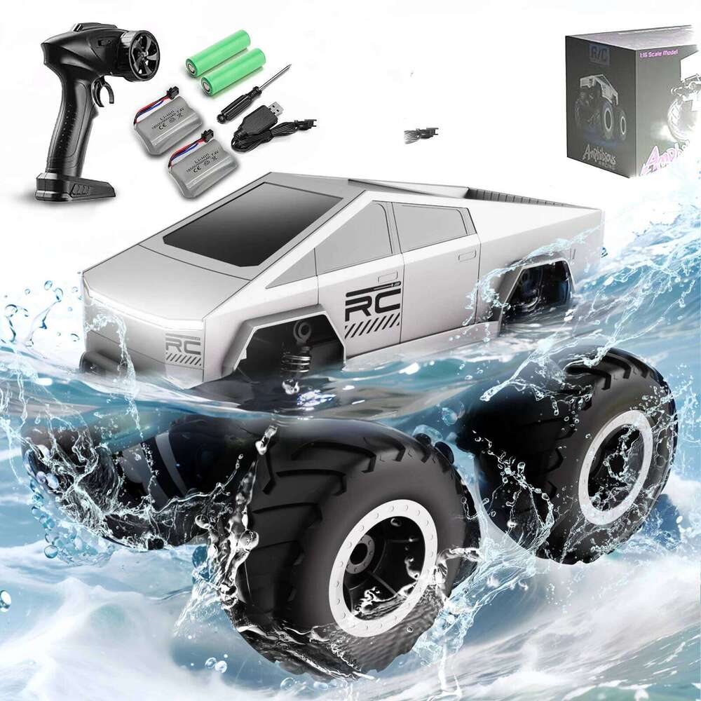 STEMTRON Amphibious Remote Control for Boys 2.4 GHz 1:16 All Terrain Off-Road Car RC Truck Pool Toys Z260303